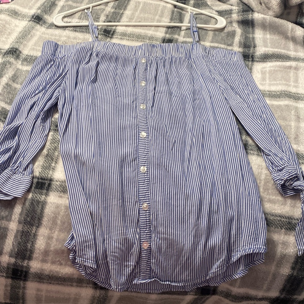 Stripped Off the Shoulder Blouse